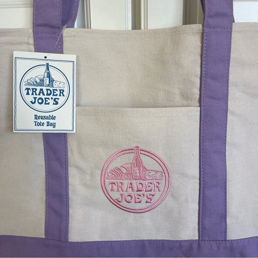 New Trader Joes Large Purple Lavender Canvas Tote 2026